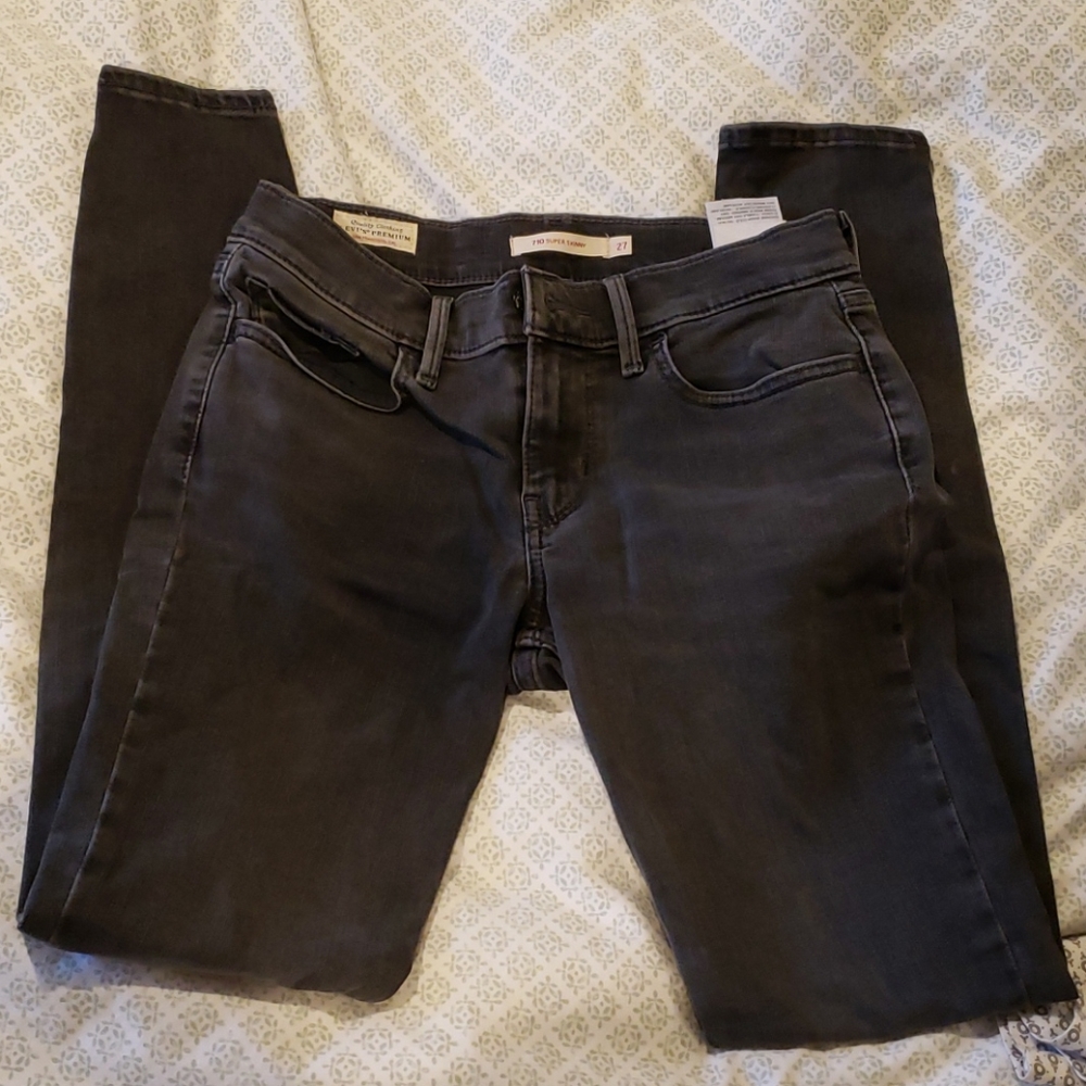 Levi's 710 super skinny black wash jeans 27
